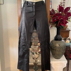 NWT $1100 SYLVIE SCHIMMEL Paris Black Lambskin Leather Pants sz 46 US M
